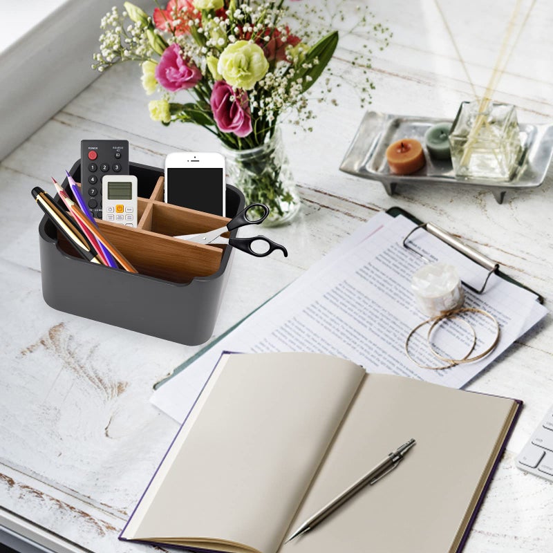 SZYRL Stylish Desk Organizer and Remote Holder in Black - Keep Your Workspace Tidy and Organized with Multi-Purpose Storage - Image 5